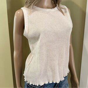Dex Cream Waffle Knit Tank Top Medium